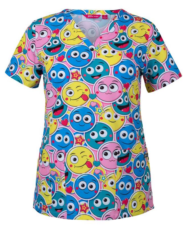 Ladies Scrub Top Printed