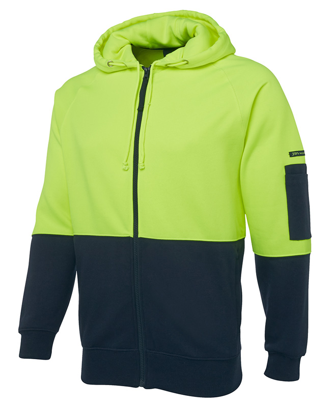 JB Hi Vis Full Zip Fleecy Hoodie