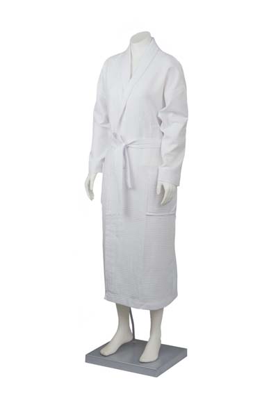 Waffle bath robe with collar