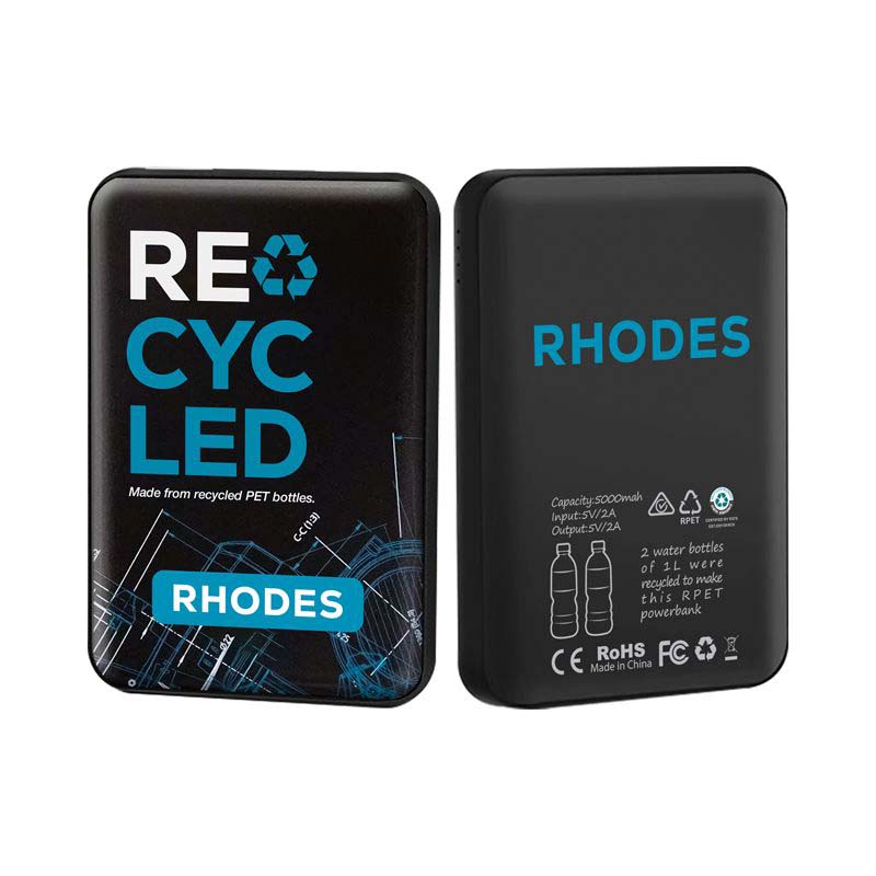 RPET Rhodes Eco Power Bank - 5000 mAh