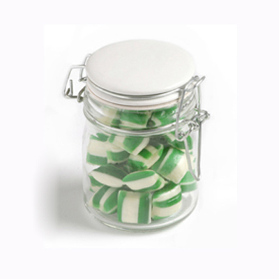 Corporate Coloured Humbugs in Clip Lock Jar 160G