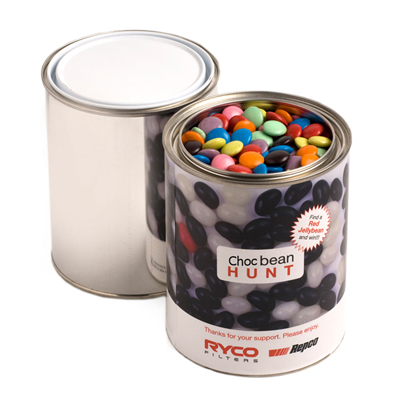 Paint Tin Filled with Choc Beans 1Kg
