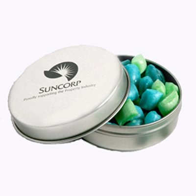 Corporate Coloured Tiny Humbugs in Candle Tin