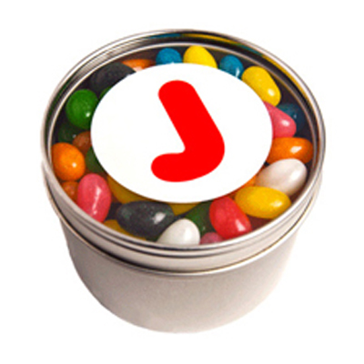 Small Round Acrylic Window Tin Fillled with Jelly Beans