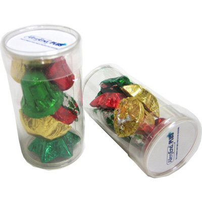 Pet Tube Filled with Christmas Chocolates