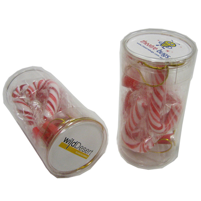 Pet Tube Filled with Candy Canes