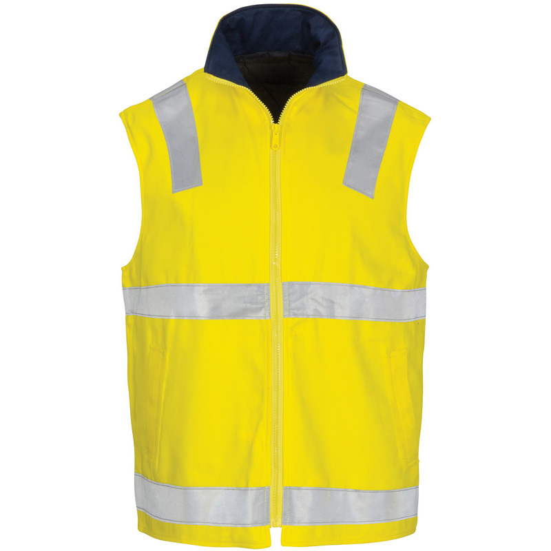 DNC Hi Vis Cotton Drill Reversible Vest with M3 Tape