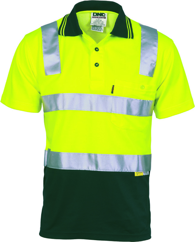 DNC Cotton Back Hi Vis Polo Shirt with 3M R/ Tape