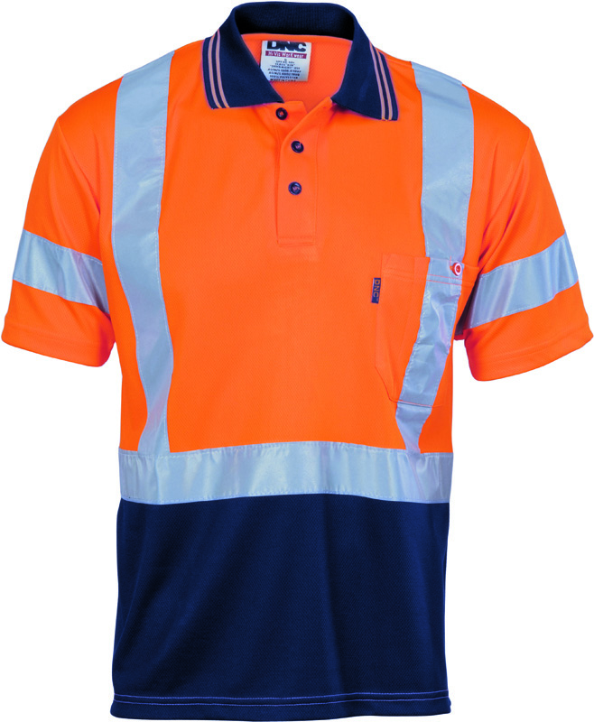 DNC Hi Vis Cool Polo Cross Back R/Tape