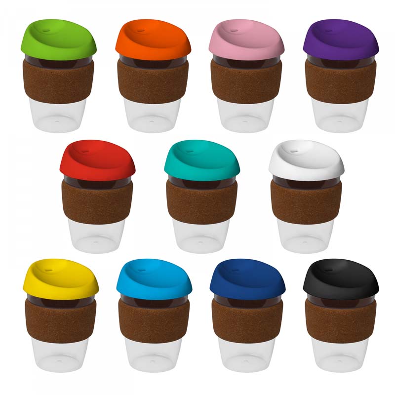 12oz/340ml Plastic Karma Kup Cork Band Silicon Lid