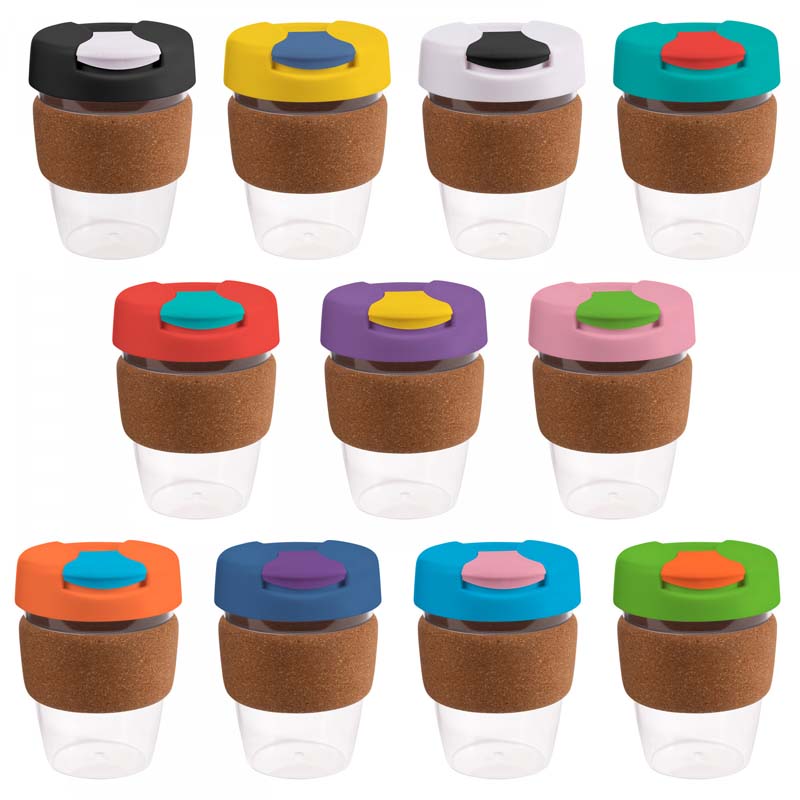 12oz/340ml Clear Plastic Karma Kup Cork Band Lid