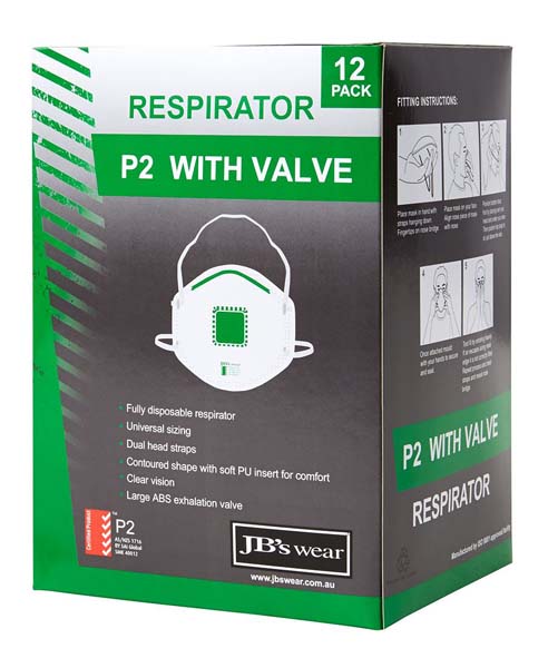 P2 Respirator With Valve 12pc
