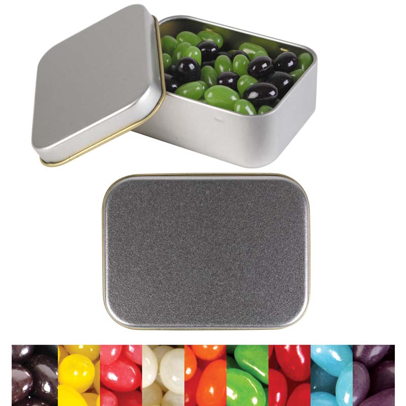 Corporate Colour Mini Jelly Beans in Silver Rectangular Tin image2