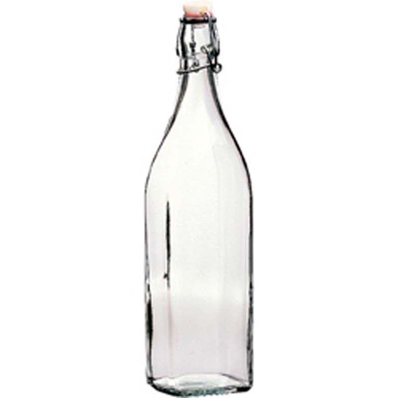 Glass Swing Water Bottle Square 1L